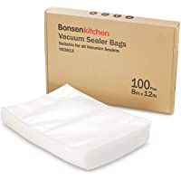 Bonsenkitchen Bolsas de Vacio para Alimentos- 100 Bolsas 20x30 cm Tamaño Estándar para Envasadora al Vacío - Bolsa de…